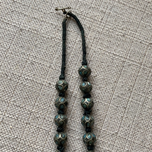 RARE Tibetan Ethnic Necklace, Turquoise Inlaid, Graduated Beads, Vintage - Picture 6 of 7